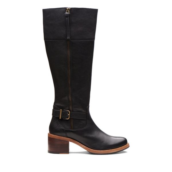Clarks Womens Clarkdale Sona Knee High Boots Black | CA-386951